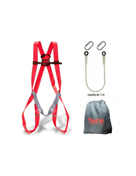 Conjunto Anticaidas Faru Arnes P01 + Cuerda C170 + 2 Mosquetones Virola + Bolsa Porta Arnes
