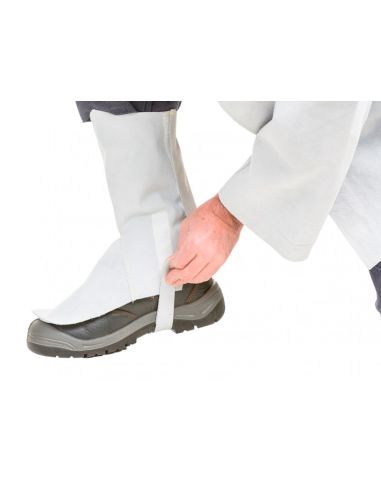 Polaina Para Soldador Faru Cuero Al Cromo Ajustable Con Velcro Y Hebilla 40 Cm