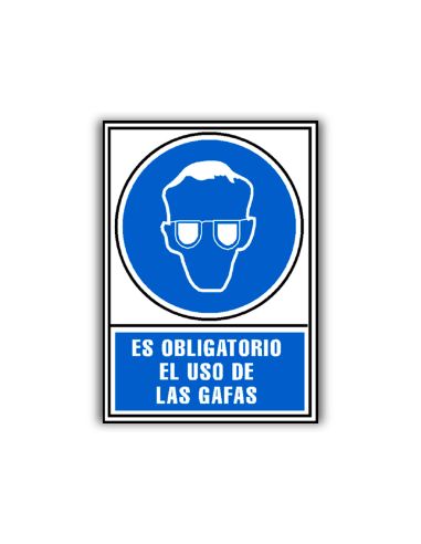 Pictograma Archivo 2000 Obligatorio Uso De Gafas Pvc Azul Luminiscente 210X297 Mm