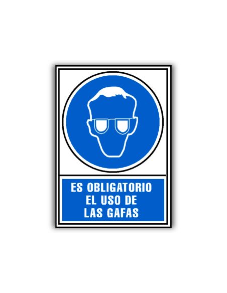 Pictograma Archivo 2000 Obligatorio Uso De Gafas Pvc Azul Luminiscente 210X297 Mm