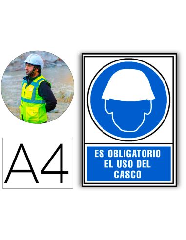 Pictograma Archivo 2000 Obligatorio Uso De Casco Pvc Azul Luminiscente 210X297 Mm