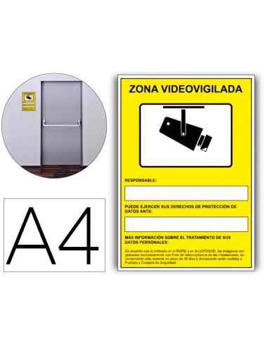Pictograma Archivo 2000 Camaras De Vigilancia En Grabacion Las 24 Horas Pvc Amarillo Luminiscente 210X297