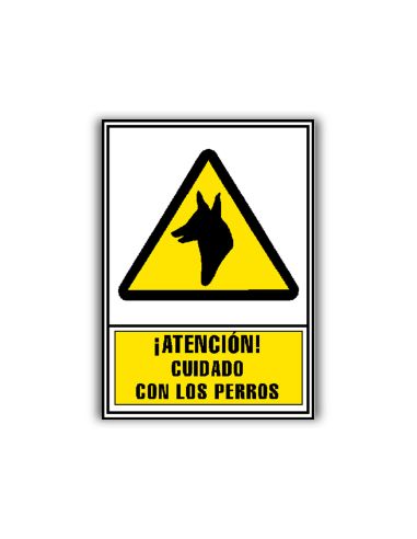 Pictograma Archivo 2000 Atencion Cuidado Con Los Perros Pvc Amarillo Luminiscente 210X297 Mm
