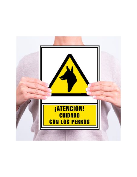 Pictograma Archivo 2000 Atencion Cuidado Con Los Perros Pvc Amarillo Luminiscente 210X297 Mm