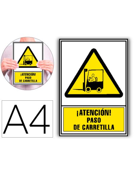 Pictograma Archivo 2000 Atencion Paso De Carretilla Pvc Amarillo Luminiscente 210X297 Mm