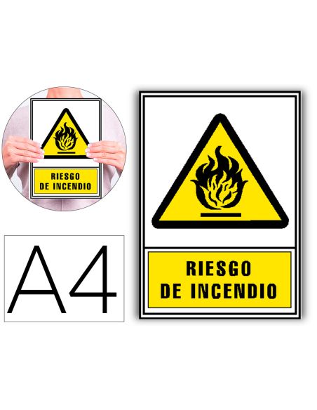 Pictograma Archivo 2000 Riesgo De Incendio Pvc Amarillo Luminiscente 210X297 Mm