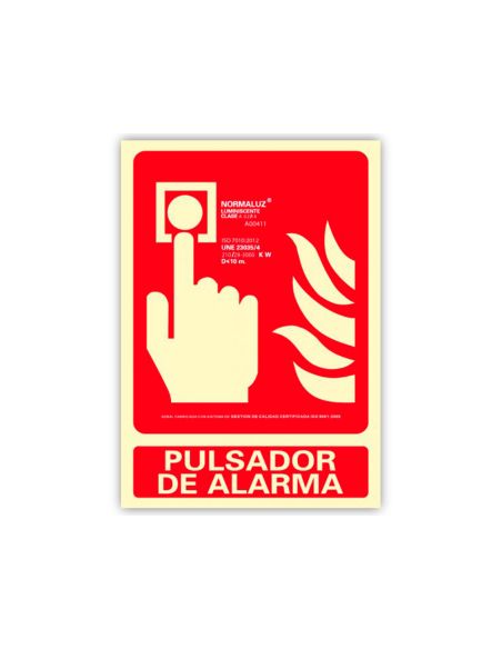 Pictograma Archivo 2000 Pulsador De Alarma Pvc Rojo Luminiscente 210X300 Mm