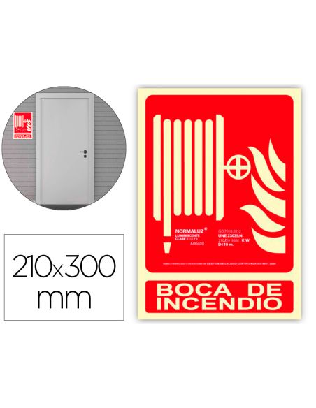 Pictograma Archivo 2000 Boca De Incendio Pvc Rojo Luminiscente 210X300 Mm
