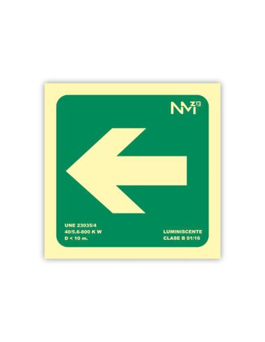 Pictograma Archivo 2000 Flecha Izquierda Pvc Verde Luminiscente 224X224 Mm