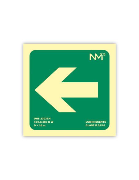 Pictograma Archivo 2000 Flecha Izquierda Pvc Verde Luminiscente 224X224 Mm