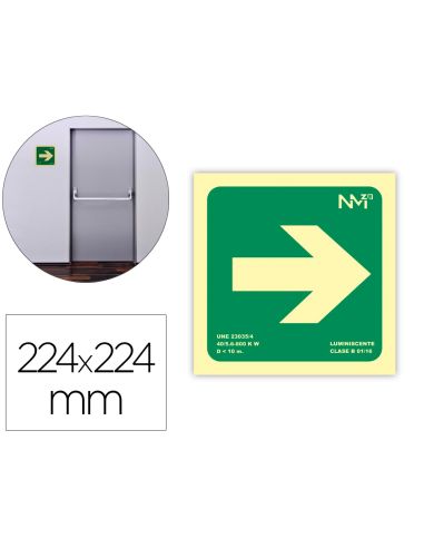Pictograma Archivo 2000 Flecha Derecha Pvc Verde Luminiscente 224X224 Mm