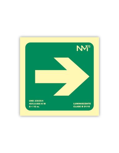 Pictograma Archivo 2000 Flecha Derecha Pvc Verde Luminiscente 224X224 Mm