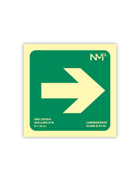 Pictograma Archivo 2000 Flecha Derecha Pvc Verde Luminiscente 224X224 Mm