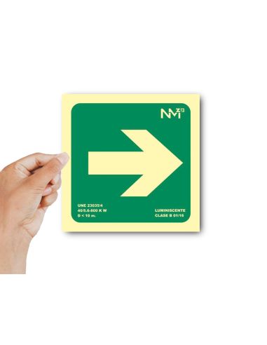Pictograma Archivo 2000 Flecha Derecha Pvc Verde Luminiscente 224X224 Mm