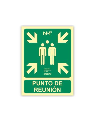 Pictograma Archivo 2000 Punto De Reunion Pvc Verde Luminiscente 224X300 Mm