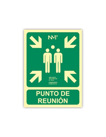 Pictograma Archivo 2000 Punto De Reunion Pvc Verde Luminiscente 224X300 Mm
