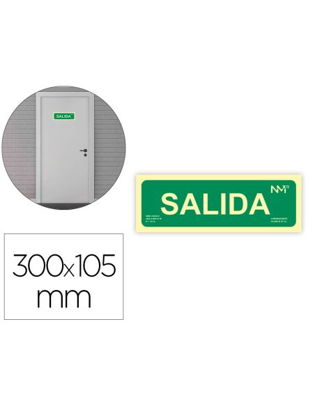 Pictograma Archivo 2000 Salida Pvc Verde Luminiscente 300X105 Mm Pack De 2 Unidades