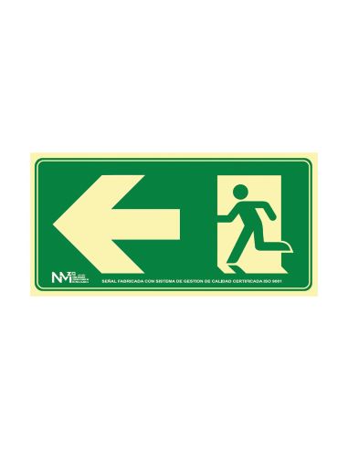 Pictograma Archivo 2000 Salida De Emergencia Izquierda Pvc Verde Luminiscente 160X320 Mm