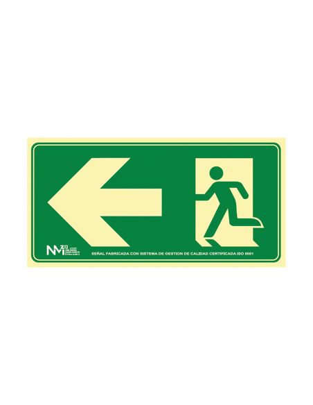 Pictograma Archivo 2000 Salida De Emergencia Izquierda Pvc Verde Luminiscente 160X320 Mm