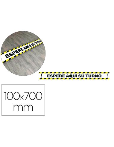 Pictograma Archivo 2000 Espere Su Turno Mantega La Distancia De Seguridad Vinilo Adhesivo Amarillo 100X700 Mm