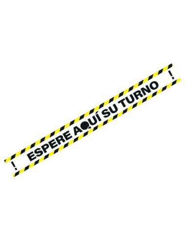 Pictograma Archivo 2000 Espere Su Turno Mantega La Distancia De Seguridad Vinilo Adhesivo Amarillo 100X700 Mm