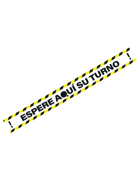 Pictograma Archivo 2000 Espere Su Turno Mantega La Distancia De Seguridad Vinilo Adhesivo Amarillo 100X700 Mm