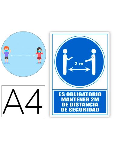 Pictograma Archivo 2000 Obligatorio Mantener 2 M De Distancia De Seguridad Pvc Color Azul 210X297 Mm