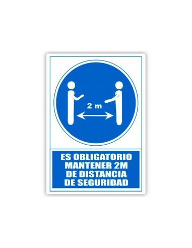 Pictograma Archivo 2000 Obligatorio Mantener 2 M De Distancia De Seguridad Pvc Color Azul 210X297 Mm