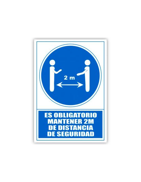 Pictograma Archivo 2000 Obligatorio Mantener 2 M De Distancia De Seguridad Pvc Color Azul 210X297 Mm