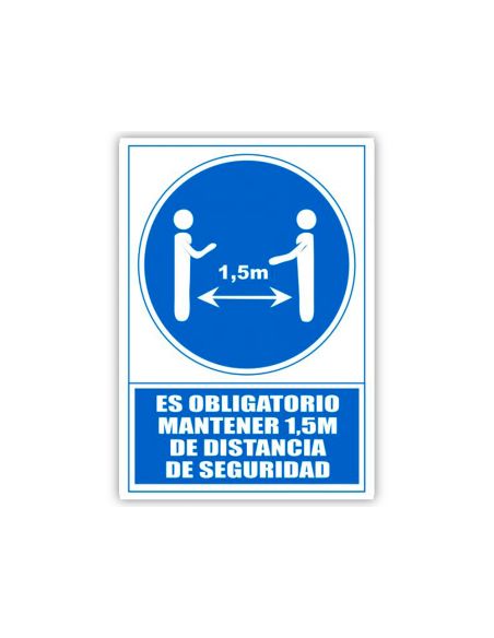 Pictograma Archivo 2000 Obligatorio Mantener 1,5 M De Distancia De Seguridad Pvc Color Azul 210X297 Mm