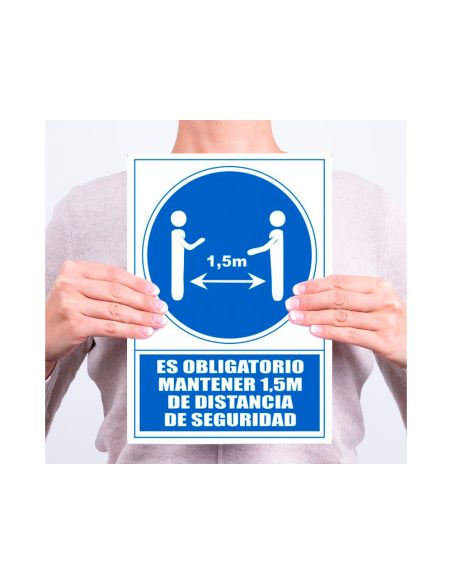 Pictograma Archivo 2000 Obligatorio Mantener 1,5 M De Distancia De Seguridad Pvc Color Azul 210X297 Mm