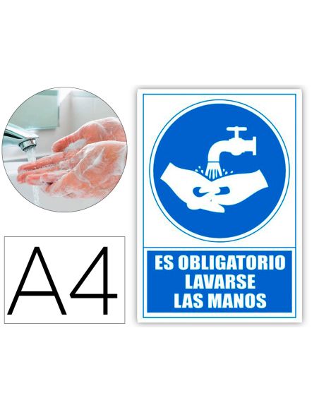 Pictograma Archivo 2000 Obligatorio Lavarse Las Manos Pvc Color Azul 210X297 Mm