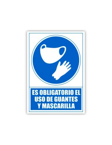 Pictograma Archivo 2000 Obligatorio El Uso De Guantes Y Mascarilla Pvc Color Azul 210X297 Mm