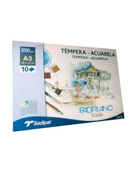 Bloc Dibujo Acuarela Sadipal Fabriano Espiral Din A3 10 Hojas 350 G/M2 Grano Suave