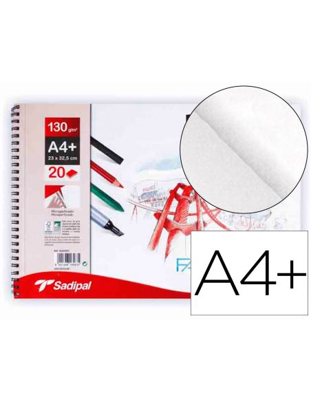 Bloc Dibujo Sadipal Fabriano Din A4+ Espiral 20 Hojas 130G/M2 Grano Suave Microperforado Liso