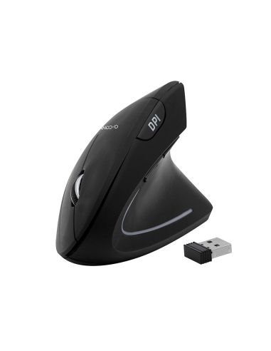 Raton Q-Connect Optico Inalambrico Ergonomico Vertical Dpi 800/1200/1600 Pilas Aaa Negro