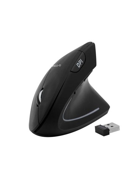 Raton Q-Connect Optico Inalambrico Ergonomico Vertical Dpi 800/1200/1600 Pilas Aaa Negro
