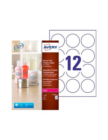 Etiqueta Adhesiva Avery Brillante Invisible Redonda Laser 60 Mm Caja De 120 Unidades