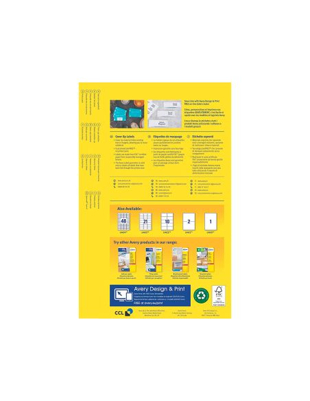 Etiqueta Adhesiva Cubriente Avery Permanente Para Impresora Laser Blanca 63,5X 38,1 Mm Caja De 525 Unidades