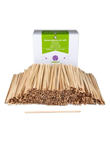 Paletina Agitadora De Madera 14 Cm Para El Cafe Con Funda Individual Bolsa De 1000 Unidades