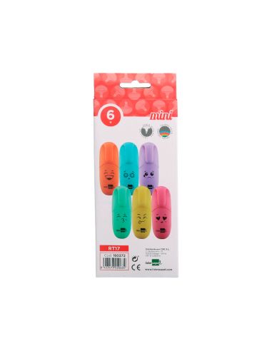 Rotulador Liderpapel Mini Fluorescente Pastel Punta Biselada Estuche De 6 Unidades Colores Surtidos