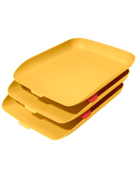 Bandeja Sobremesa Plastico Leitz Cosy Set De 3 Unidades Amarillo 274X120X456 Mm