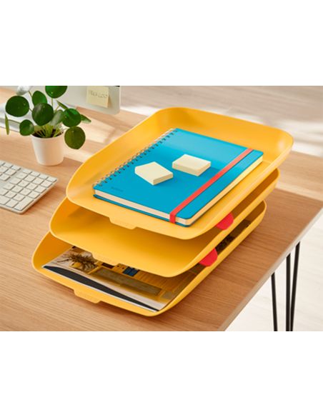Bandeja Sobremesa Plastico Leitz Cosy Set De 3 Unidades Amarillo 274X120X456 Mm
