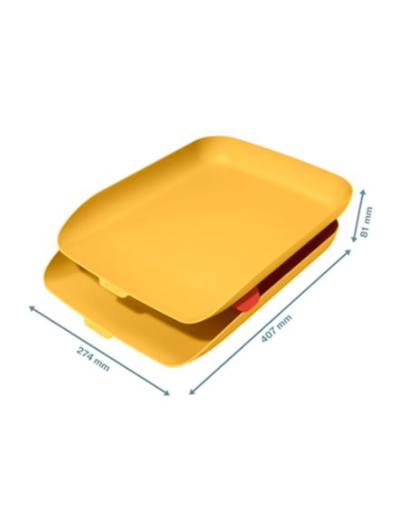 Bandeja Sobremesa Plastico Leitz Cosy Set De 2 Unidades Amarillo 274X81X407 Mm|Libreriasalesiana