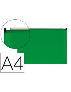 Carpeta Dossier Liderpapel A4 Cierre De Cremallera Verde Translucido