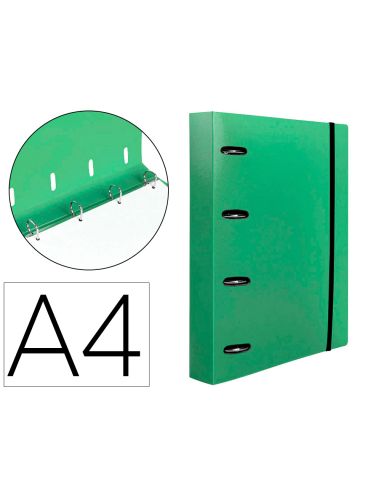 Carpeta Con Recambio Liderpapel A4 Cuadro 5Mm 100 Hojas 80G Polipropileno 4 Anillas 40Mm Verde Manzana