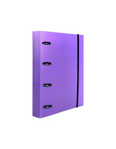 Carpeta Con Recambio Liderpapel A4 Cuadro 5Mm 100 Hojas 80G Polipropileno 4 Anillas 40Mm Lavanda Opaco