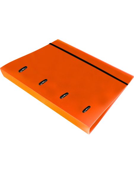 Carpeta Con Recambio Liderpapel A4 Cuadro 5Mm 100 Hojas 80G Polipropileno 4 Anillas 40Mm Naranja Fluor