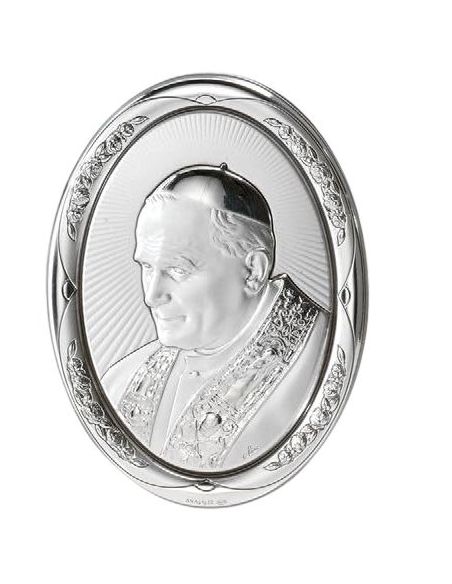 Medalla Cuna Plata Oval Rosa 8X11Cm Juan Pablo Ii
