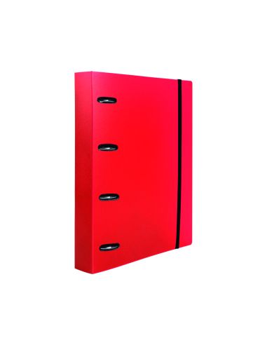 Carpeta Con Recambio Liderpapel A4 Cuadro 5Mm 100 Hojas 80G Polipropileno 4 Anillas 40Mm Rojo Translucido